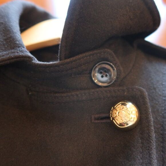 Miss Sixty Double Breasted Peacoat Wool Blend black Belt Trench gold S military - Picture 6 of 15